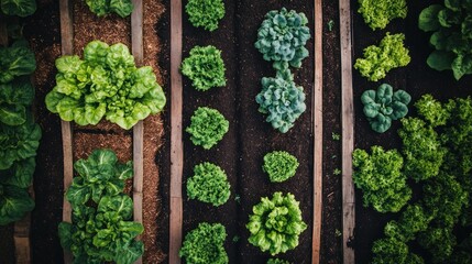 Elevated View of Lush Garden Beds