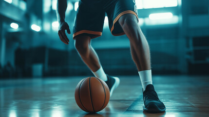 Hamstring injury muscle therapy. Sports injury care. Pain physiotherapy. Basketball player limping off court due to hamstring injury.