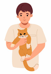 A Man Holding Cute Cat