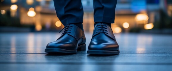 Stylish Dark Blue Shoes on City Pavement