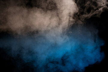 Blue and yellow steam on a black background.
