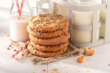 Tasty sunflower seed cookies made of vanilla and flour.