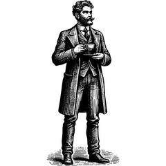 Fototapeta premium Man Holding Cup Of Coffee Or Tea
