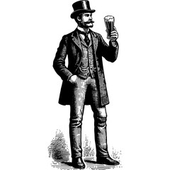 Man Holding Glass Or Pint Of Beer