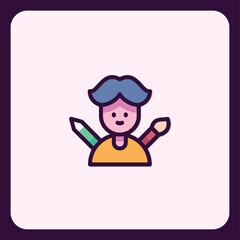 Delightful artist icon featuring a paintbrush and pencil for creative projects