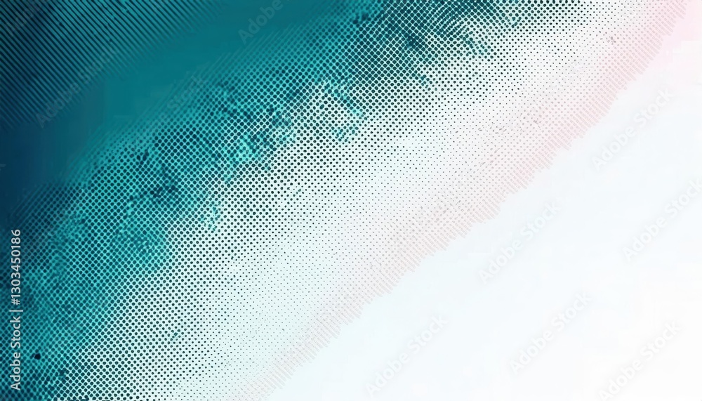 Fototapete abstract halftone texture with teal gradient and pixelated dot pattern, ideal for modern graphic des