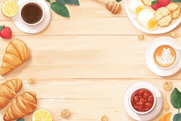 Bright and Inviting Breakfast Table Setting with Delicious Treats