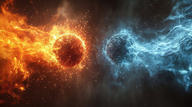 Surreal cyber conflict showcasing AI warfare as a virus is launched against a countering AI detecting and neutralizing it with dramatic effects