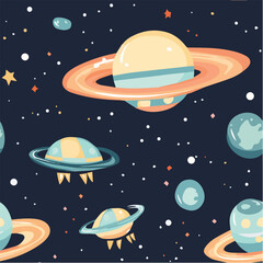 Naklejka premium Illustration vector of Space Seamless Pattern with ufo