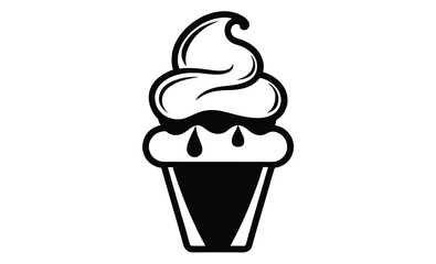 Ice cream silhouette, ice cream cone silhouette