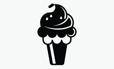 Ice cream silhouette, ice cream cone silhouette