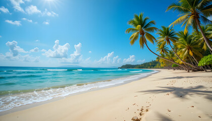 Tropical Beach Paradise: White Sand & Palm Trees