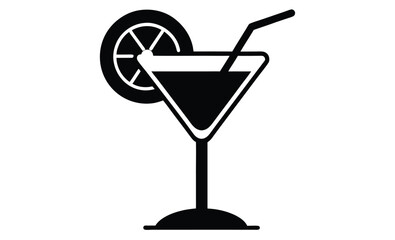 Cocktail icon, cocktail silhouette 