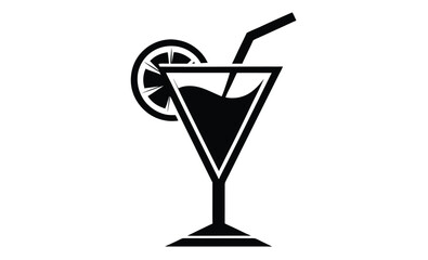 Cocktail icon, cocktail silhouette 