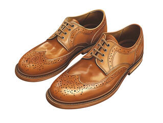 Fototapeta premium Pair of elegant brown leather brogue shoes.