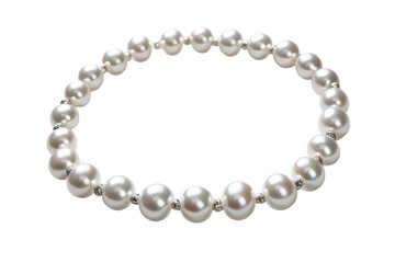 Obraz premium Elegant pearl necklace with delicate silver accents, showcased on a soft white background isolated on transparent background