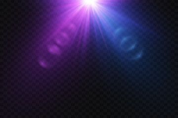 Magic flash of star and lens light rays, spark explosion, line effect.