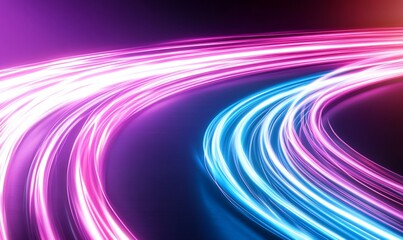 Neon Light Trails Curve Path