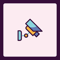 Modern Security Surveillance Camera Icon with Sleek Lines and Pastel Tones