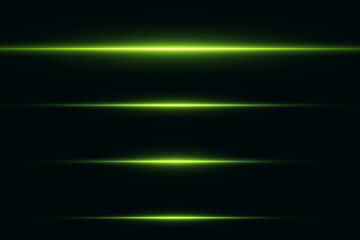 Neon green lines with flash effect. Light effect of laser beams.
