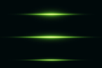 Neon green lines with flash effect. Light effect of laser beams.