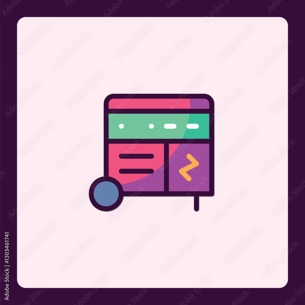 Poster stylized data server cabinet icon with coding symbol for tech concepts