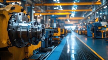 Fototapeta premium Industrial Factory Interior: Machinery and Production Line