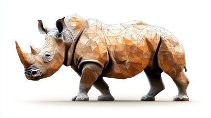 Obraz premium Geometric Rhino: A Low Poly Masterpiece