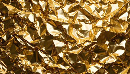 Golden Crumpled Foil Texture Background