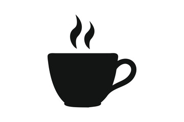 cup of hot coffee Silhouette vector on white background