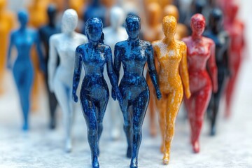 Obraz premium A collection of colorful figurines standing together, great for various uses such as illustrations or decorative purposes