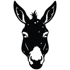 Donkey Head Silhouette – Black and White Vector Illustration
