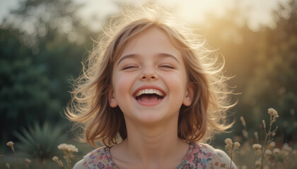 Portrait of a Happy Kid Smiling and Laughing with Joyful Expression
