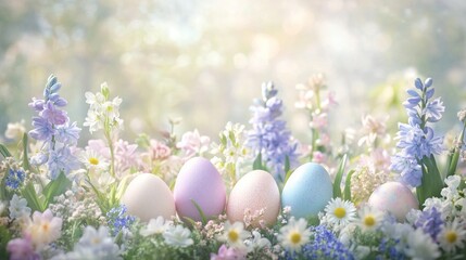 Easter Eggs in Spring Meadow