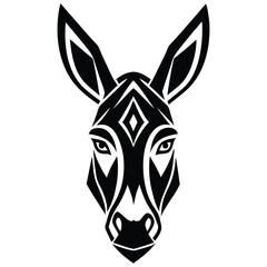 Donkey Face Clipart – Editable Black and White Vector
