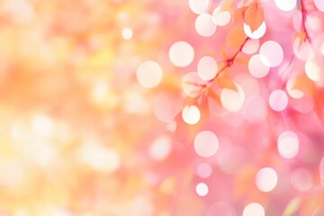 Obraz premium Blurred pastel pink and orange background with soft bokeh lights
