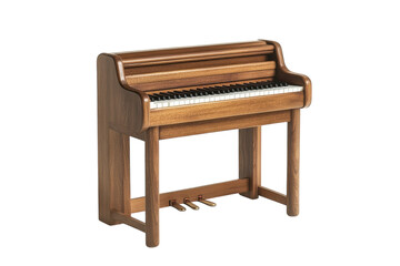 Fototapeta premium The wooden piano stands elegantly, its polished surface reflecting light isolated on transparent background