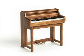 Fototapeta premium The wooden piano stands elegantly, its polished surface reflecting light isolated on transparent background