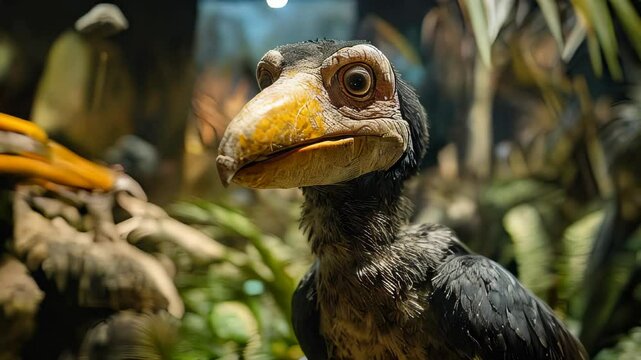 video of taxidermied dodo bird, an extinct flightless species, displayed in the museum