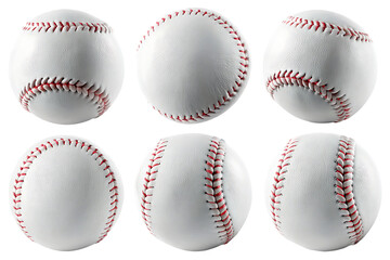 set of baseball ball isolated on white background PNG , AI GENERATED