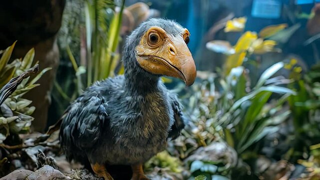 video of taxidermied dodo bird, an extinct flightless species, displayed in the museum