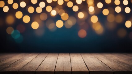 Empty Wooden Tabletop with Bokeh Background for Products