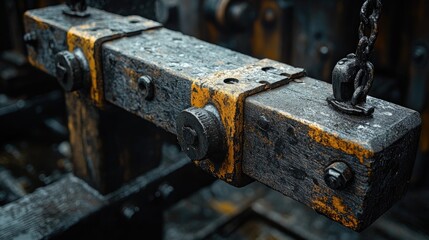 Close-up shot of a metal surface with intricate details and texture