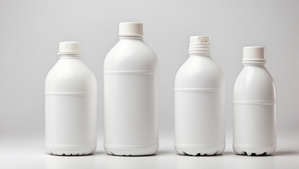 Modern Set of White Plastic Bottles Isolated for a Sleek and Functional Look