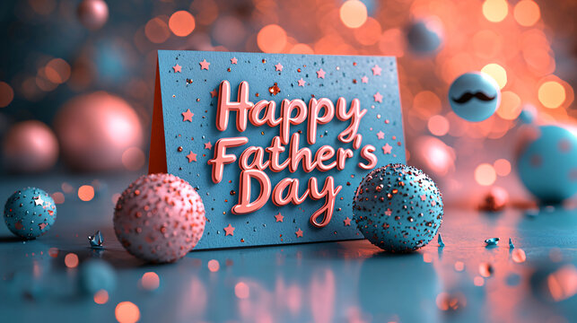 Modern Father’s Day Gift Card – 3D Glossy holiday banner Render