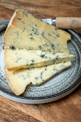 Cheese collection, English cow milk semi-soft, crumbly old stilton blue cheese
