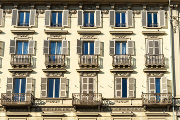 Classic residential building, Turin or Torino, Piedmont, Italy