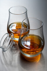 Scotch single malt and blended speyside whisky tasting on distillery in Scotland close up