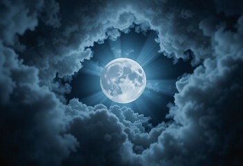 Full Moon's Glow. Serene Night Sky. Lunar Landscape. Craters And Clouds. Soft Light. Dramatic Sky. Tranquility And Wonder. Nighttime Beauty. Celestial Scene. Space.