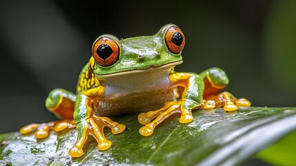 Fototapeta premium Stunning Gliding Tree Frog Agalychnis Spurrelli for Educational and Nature Designs